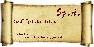 Széplaki Alex névjegykártya